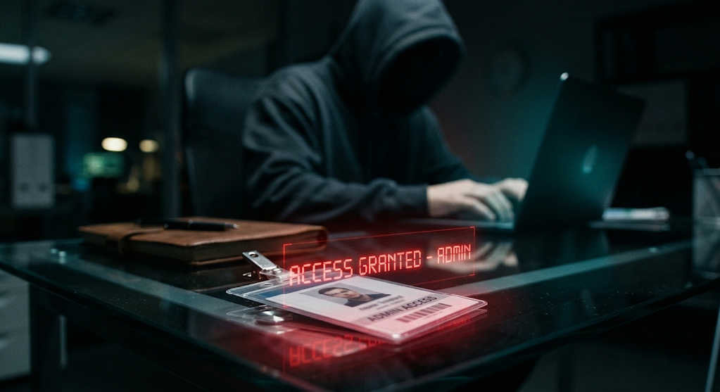 Abandoned corporate ID badge representing identity drift vulnerabilities in zero trust security deployments