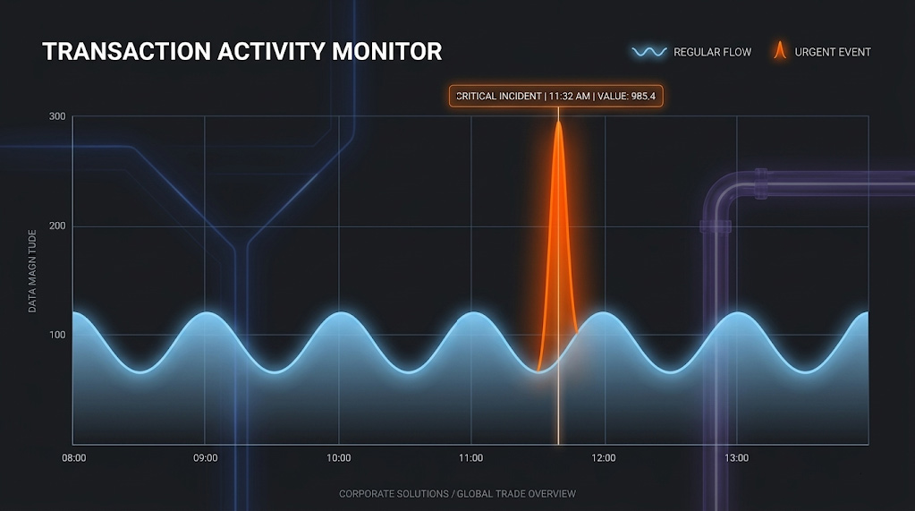 Data visualization showing how a network baseline helps identify traffic anomalies and potential security threats